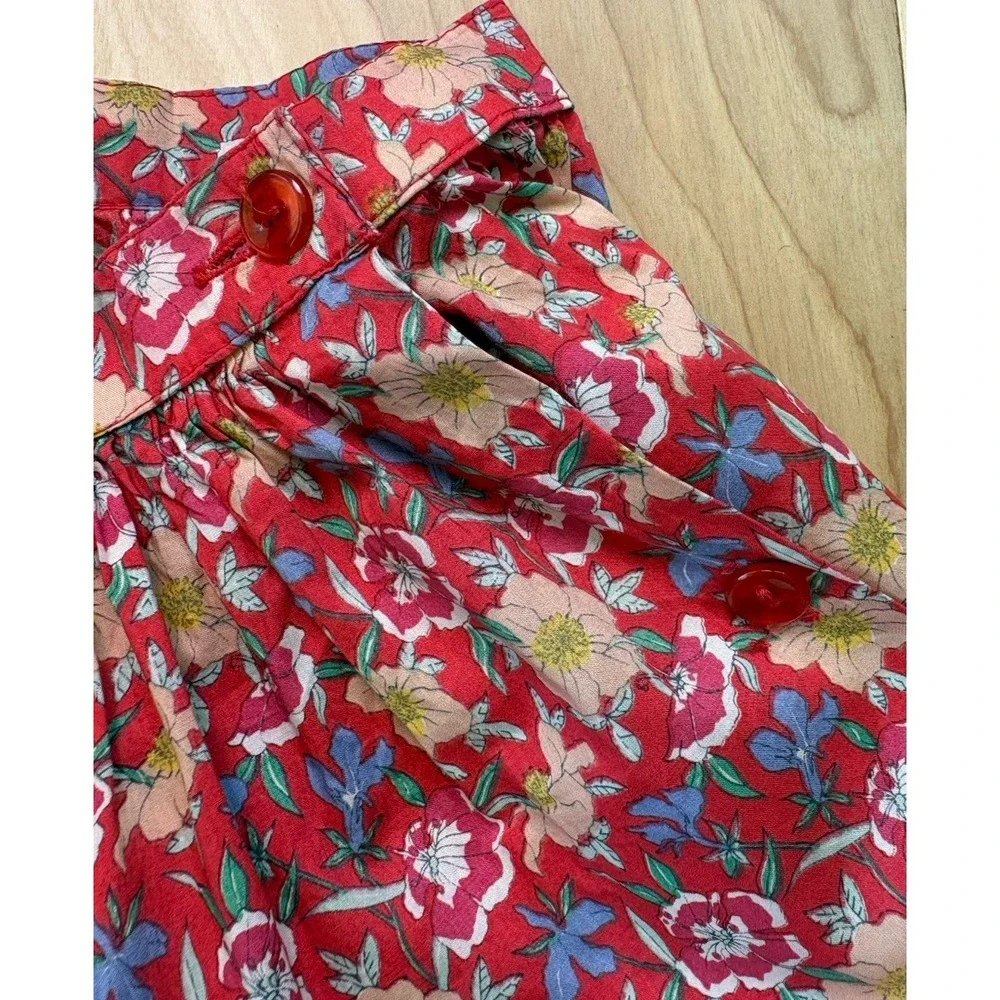 liberty Red Floral Midi Skirt